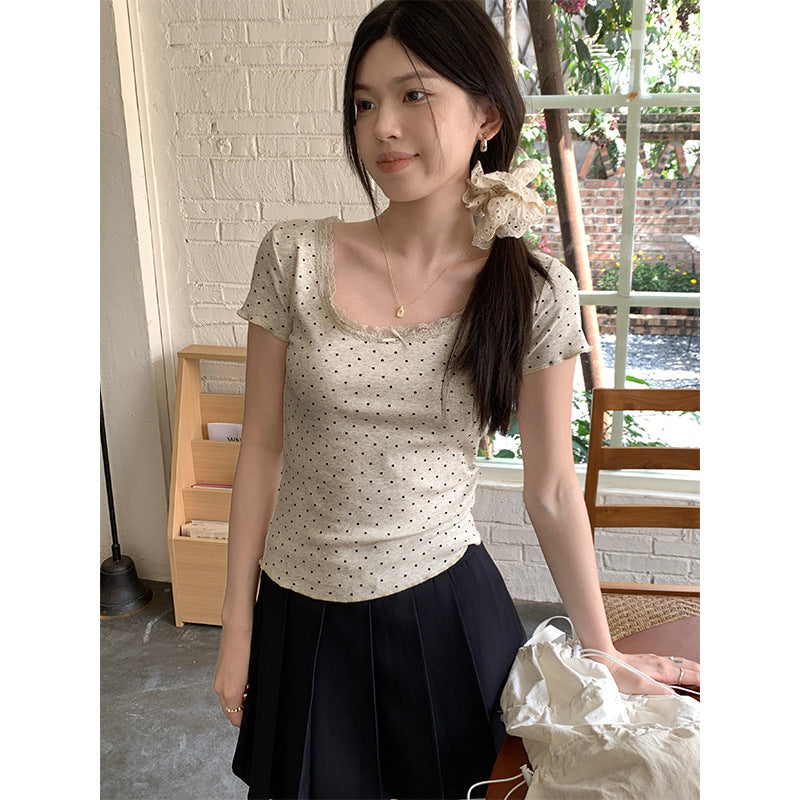 Lace Summer Bow Chic Slim Top