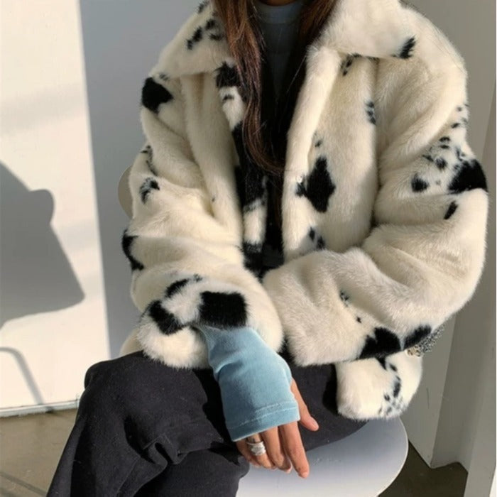 Type track cow lapel short cotton wool coat