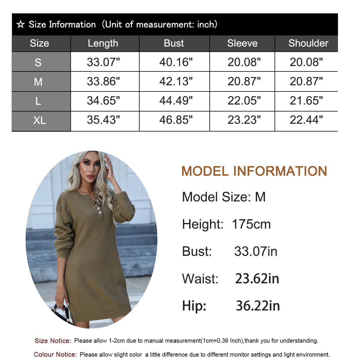 Women's Button Knitwear Dress