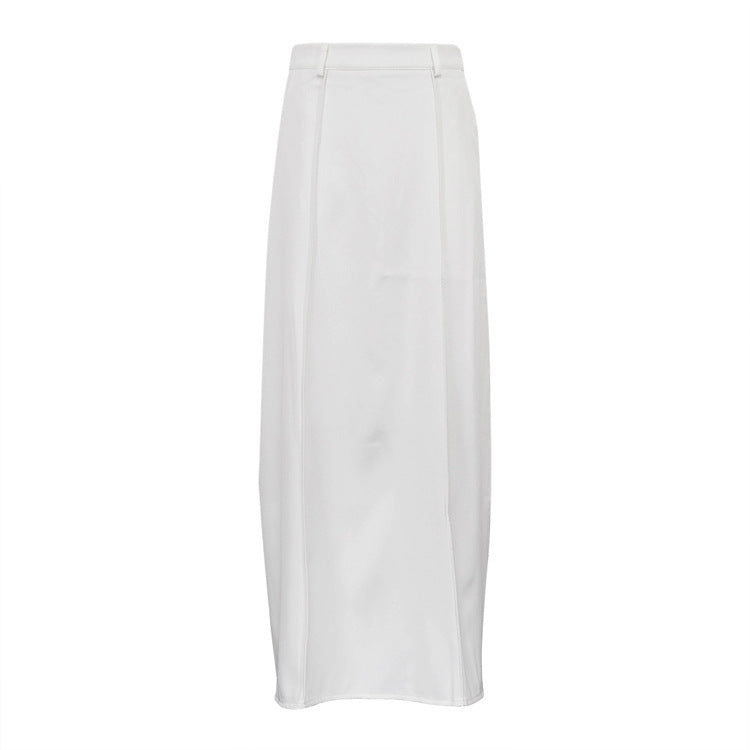 Milky White Commuter Mop Skirt For Women