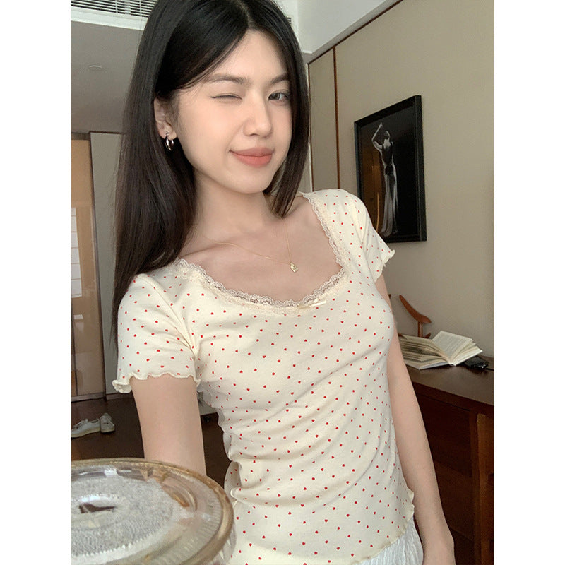 Lace Summer Bow Chic Slim Top