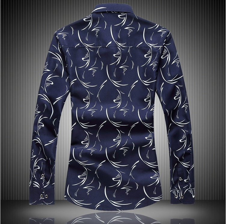 Floral Long-sleeved Urban Casual Plus Size Shirt