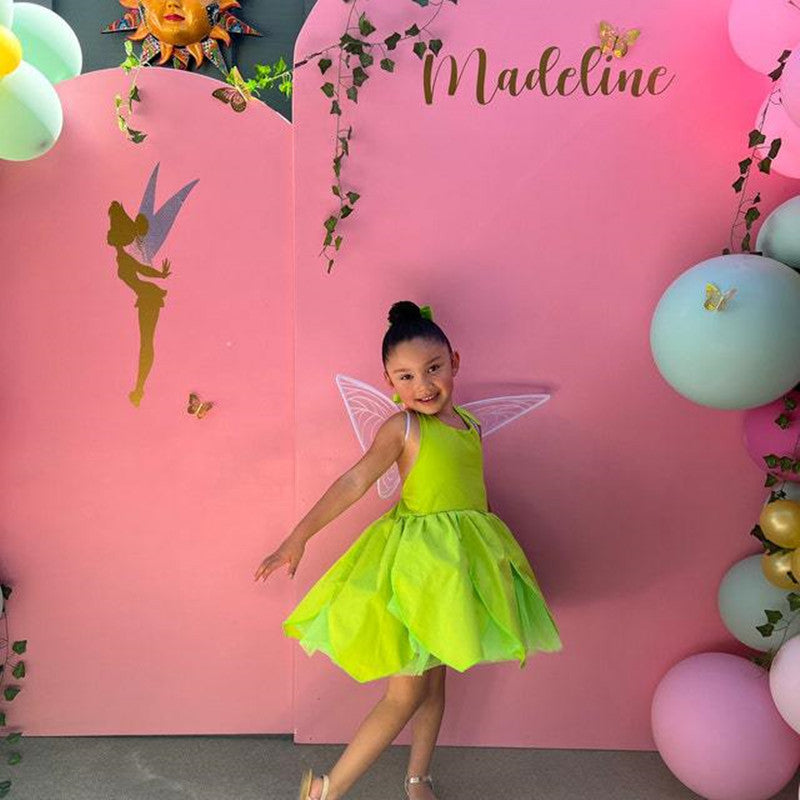 Halloween Party Green Elf Dress Tinker Bell Butterfly Children Role Play
