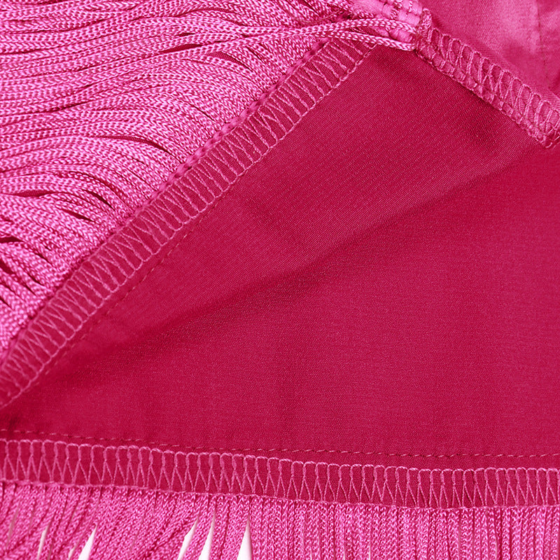 Slit Off-shoulder Off-waist Fringed Dress