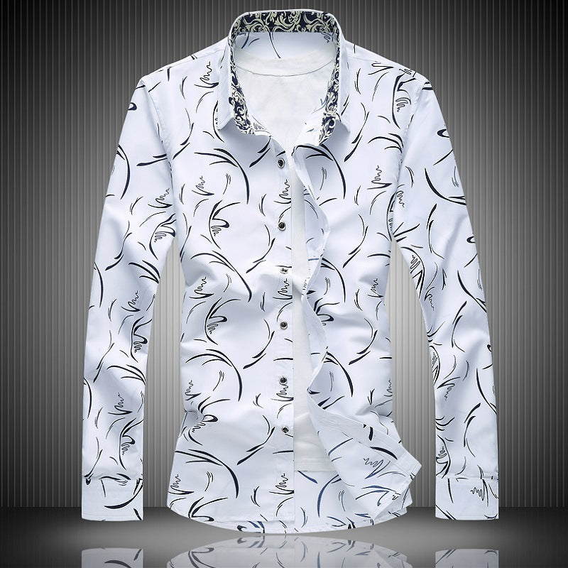 Floral Long-sleeved Urban Casual Plus Size Shirt