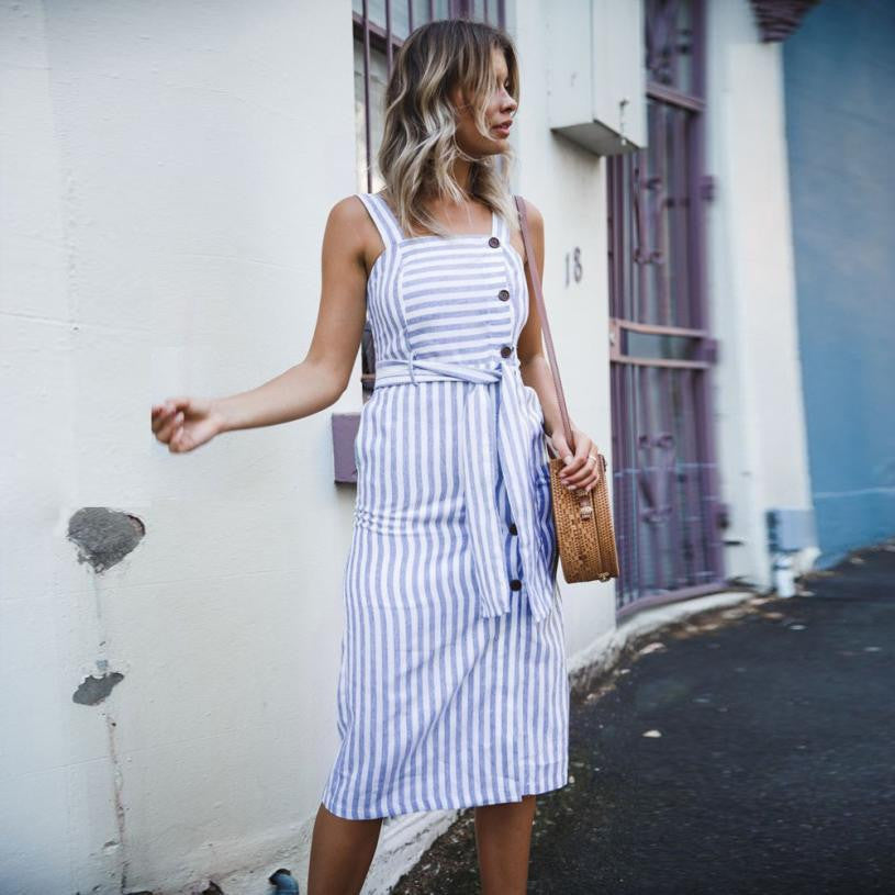 Button stripe dress