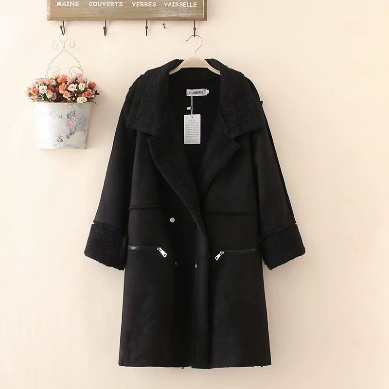 Fattening and Cashmere Coat Loose Medium Length Cotton Padded Clothes