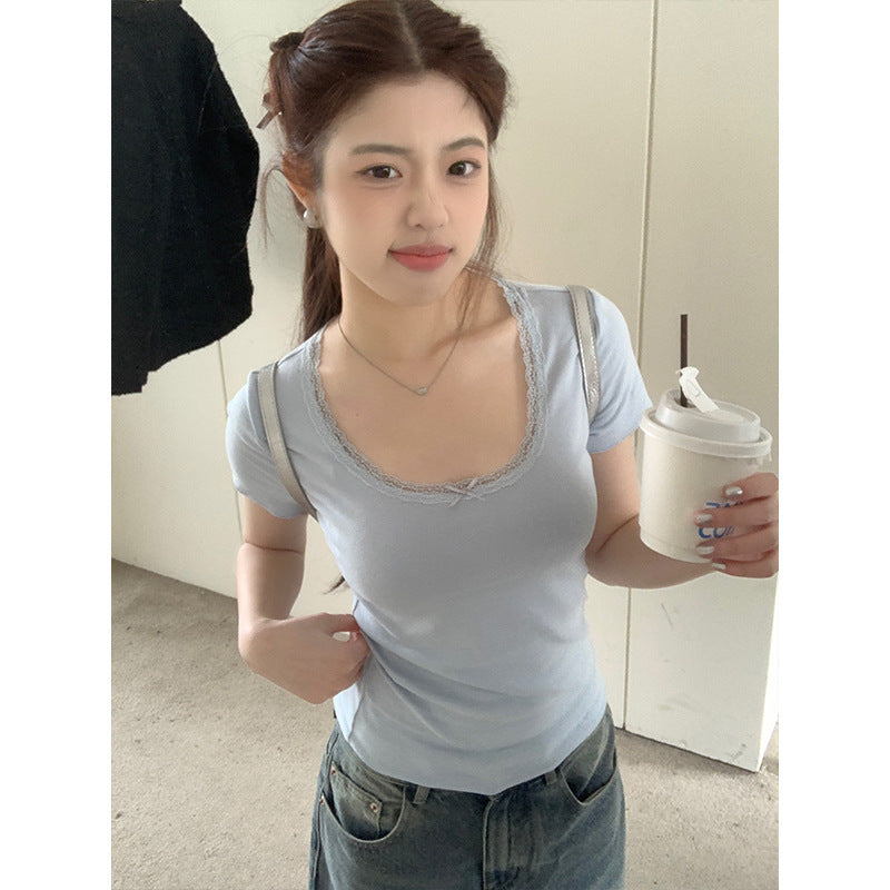 Lace Summer Bow Chic Slim Top