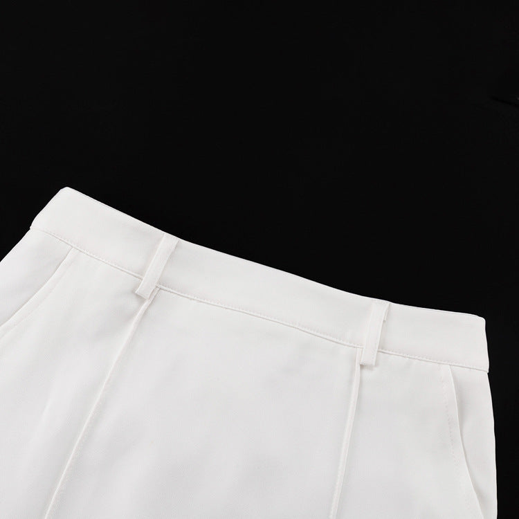 Milky White Commuter Mop Skirt For Women