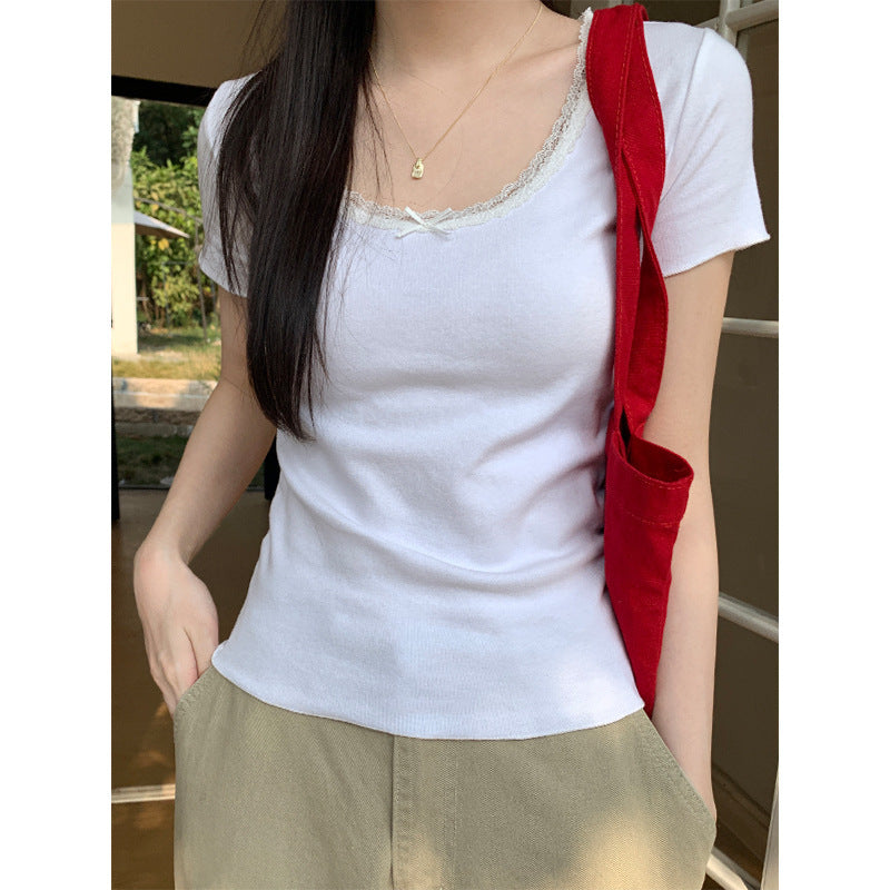 Lace Summer Bow Chic Slim Top