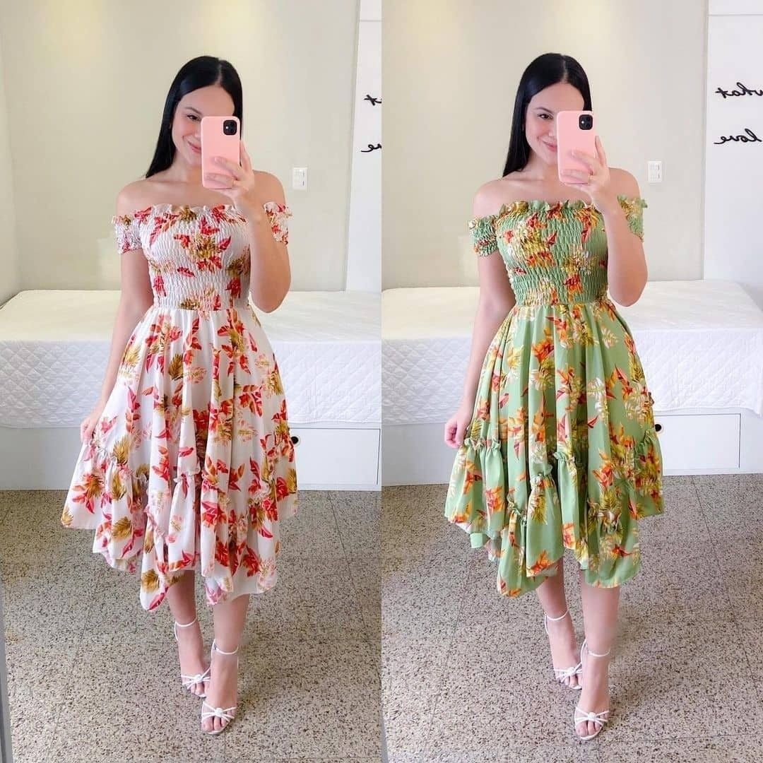 Dress Off-shoulder Irregular Off-shoulder Digital Printing