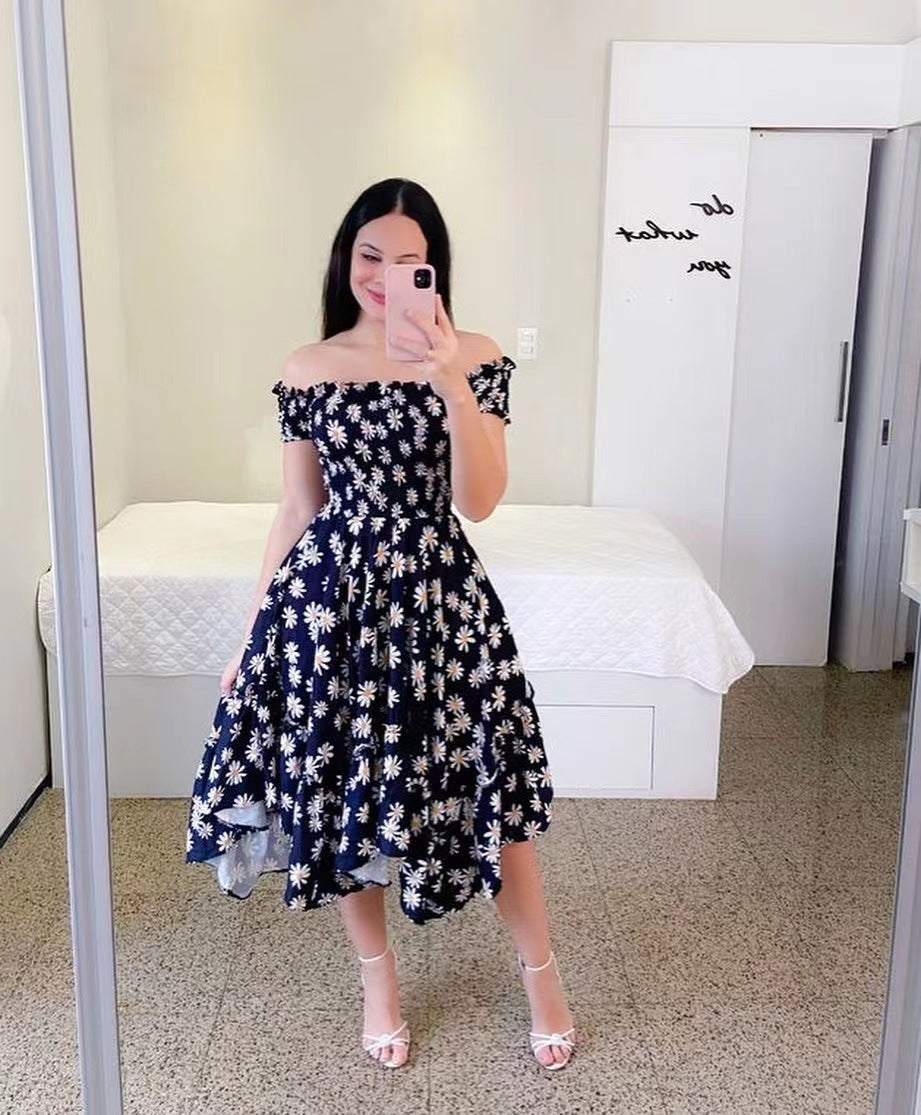 Dress Off-shoulder Irregular Off-shoulder Digital Printing