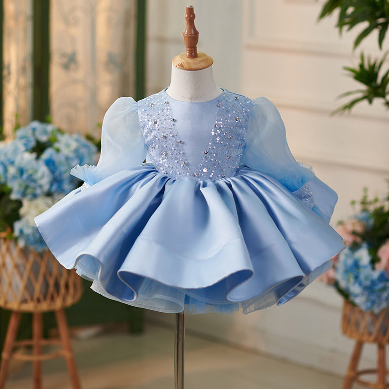 Girls' Blue Party European And American Children Umbrella Princess Dress