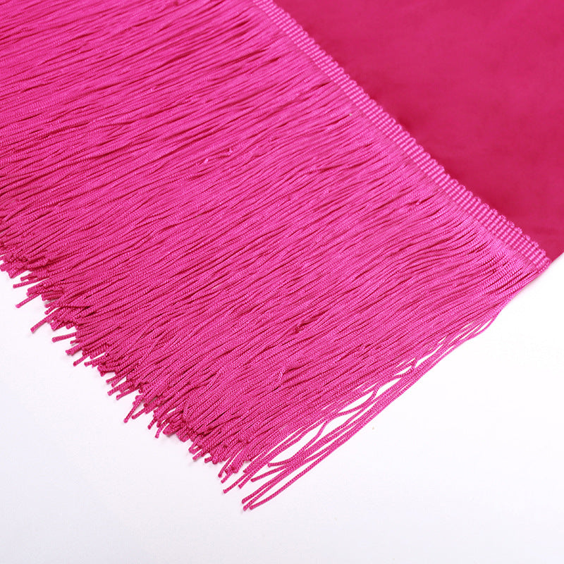 Slit Off-shoulder Off-waist Fringed Dress