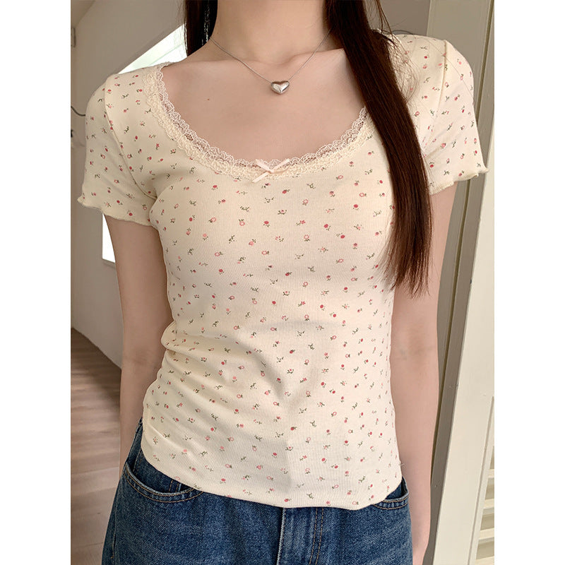 Lace Summer Bow Chic Slim Top